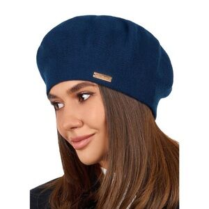Blue Beret - Warm Lined Wool Angora Knit Berets - French Paris Hat For Women new